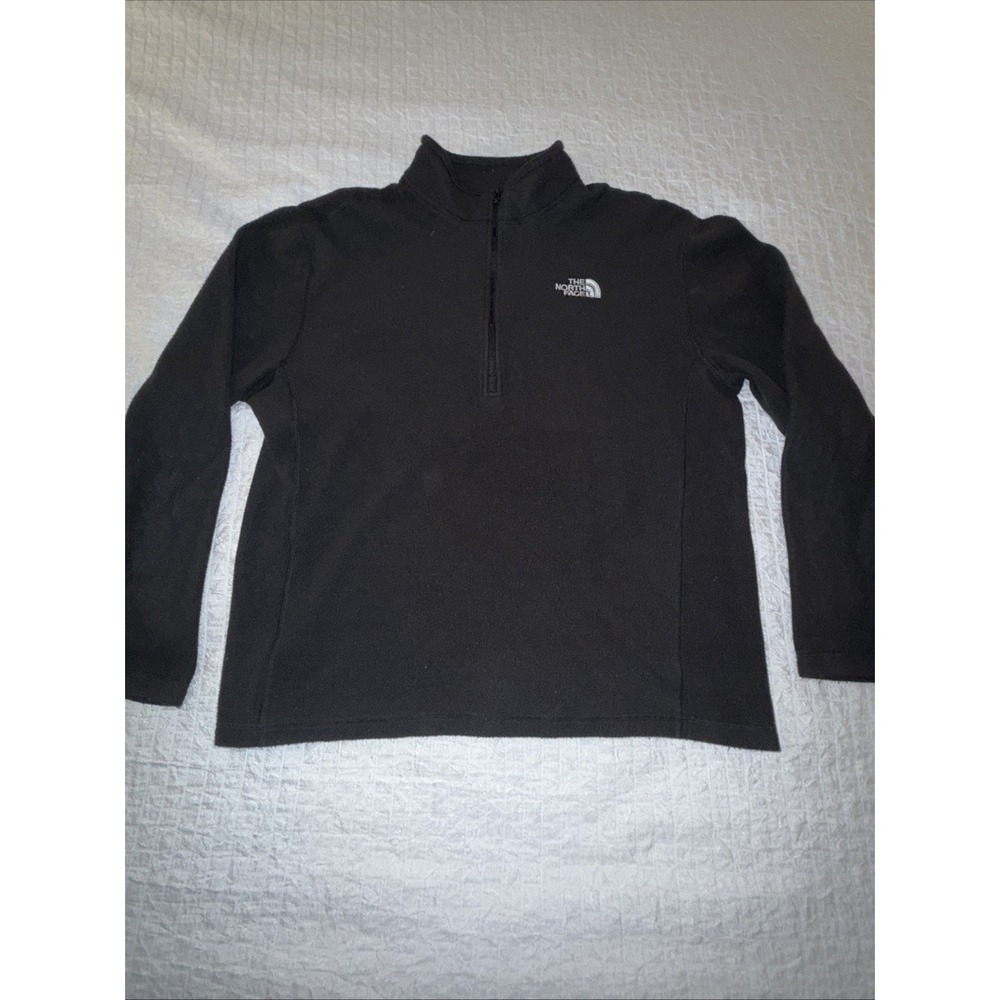The North Face fleece 1/4 zip mens Large Black Y2K‎ Soft Outdoor